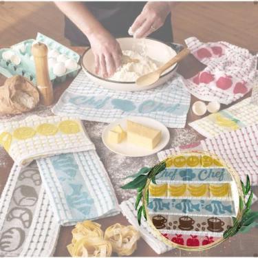 Imagem de Kit 4 Un Pano Prato Copo Atoalhado Teka Gourmet Premium Cozinha Absorv