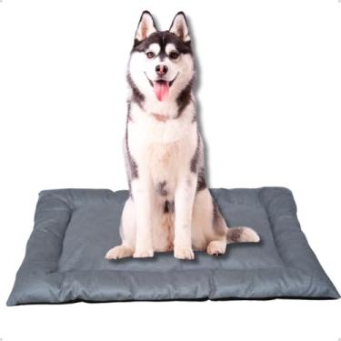 Imagem de Cama Caminha Colchonete Cinza Grande 90x70cm para Cachorro e Gato de Suede Lavável Almofada Pet Macia Confortável