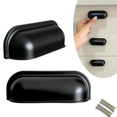 Imagem de 4 Puxador Concha para Gavetas, Móveis, Armários Cor Preto - Compras Fá