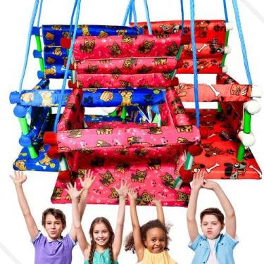 Imagem de Balanço de Criança Infantil Madeira Desenho Pendurar Tecido - Rei dos 