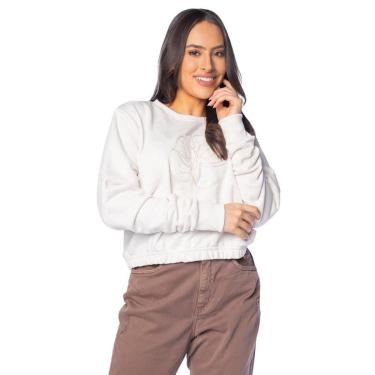 Imagem de Moletom Feminino Momentus Estampa Bordada Linho Bege Claro-Feminino