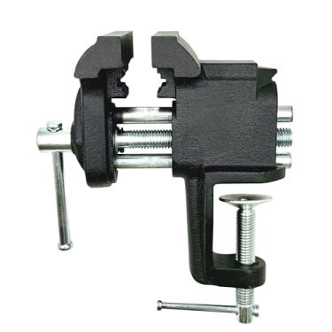 Imagem de LARIN Torno de bancada de fixação BV-3CA, largura da mandíbula de 7,6 cm, abertura de mandíbula de 6,3 cm – Torno portátil de ferro fundido resistente com garras de tubo embutidas, força de fixação de