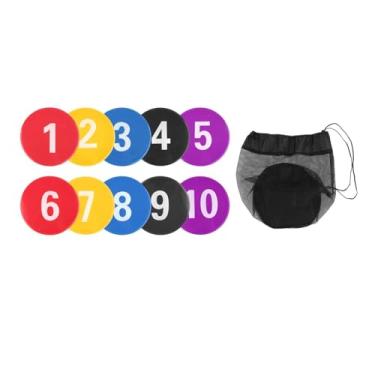 Imagem de Baoblaze 10 peças marcadores de piso numerados, tapetes de treinamento de habilidade, velocidade, agilidade, academia, prática de chão, marcadores de disco, Multicolorido