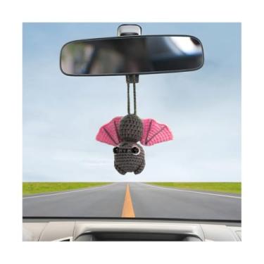 Imagem de BESULEN Ornamento de suspensão de carro de crochê de aranha de Halloween, pingente de espelho retrovisor de veículo fofo feito à mão, acessórios decorativos de interiores automotivos estéticos