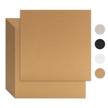 Imagem de 25 peças de quadro de livros, placa de fichário, placa de capa, aglomerado resistente para encadernação de livros, papelão DIY (marrom, 25 x 25 cm, 80 PT)