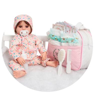Imagem de Boneca Reborn Bebê Fio a Fio Realista Menina Bolsa Kit Itens