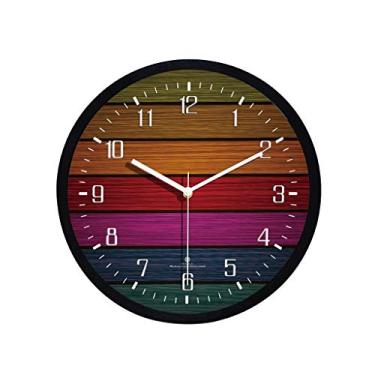 Imagem de TLTDSMY Relógio de parede silencioso de 25 cm, relógio de parede redondo decorativo de madeira retrô, quartzo de qualidade, operado por bateria, vintage, rústico