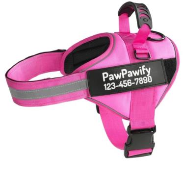 Imagem de Peitoral essencial personalizado para cães, colete personalizado para animais de estimação com nome e número de telefone, sem asfixia, refletivo, ajustável e acolchoado, fácil de caminhar e treinar