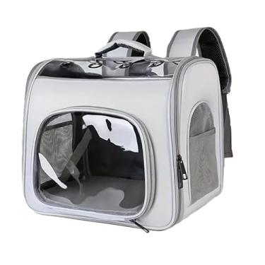 Imagem de Bolsa Mochila Transporte Viagem Pet Gato Cachorro Dobrável Para Passeios Ao Parque Bolsa Pet Fácil De Armazenar (Cinza)