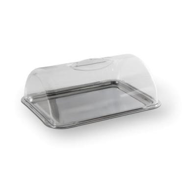 Imagem de Porta Bolo Pão Retangular Inox com Tampa Acrílica Forma