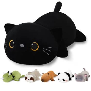 Imagem de Brinquedo macio Weighted Black Cat Plush Finebee 35 cm e 0,7 kg