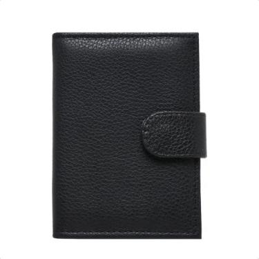 Imagem de Carteira Feminina Em Couro Fechamento Botão de Pressão Porta Cartão Cé