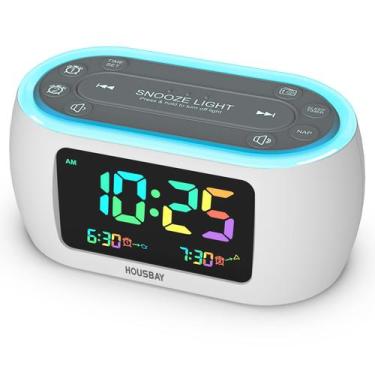 Imagem de Rádio despertador HOUSBAY Glow Small com dígito arco-íris