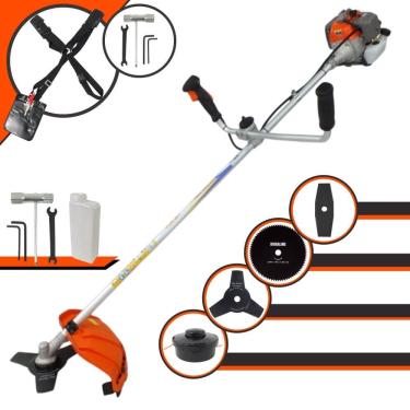 Imagem de Roçadeira Multifunções Vulcan VR330P Motor 2T 33cc 10.000rpm 1,2HP de Potência Com Carretel Nylon e Faca 3 Pontas + Faca 2 Pontas + Faca 80 Dentes