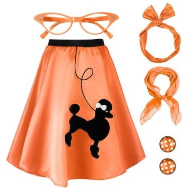 Imagem de Traje Hicarer, roupa feminina dos anos 50, saia poodle, saia Sock Hop