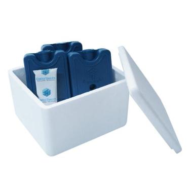 Imagem de Kit Caixa Isopor 1,5L Litro e 3 Gelo Rígido 200ml e 1 Gelo Flexível 45