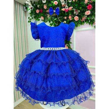 Imagem de Vestido Infantil Ysa Kids Belinda Azul Royal - Tecido 100% Poliéster, 