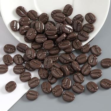 Imagem de Fyrcomft 150 peças de grãos de café artificiais, mini grãos de café sintéticos de resina simulada, planta artificial para casa, cozinha, café, armário de loja, exibição de adereços de fotografia