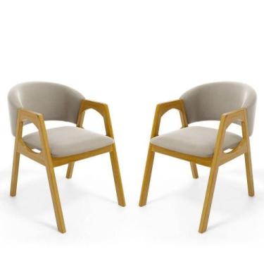 Imagem de Kit Com 2 Cadeiras Agatha Madeira Maciça Estofada Para Mesa De Jantar 