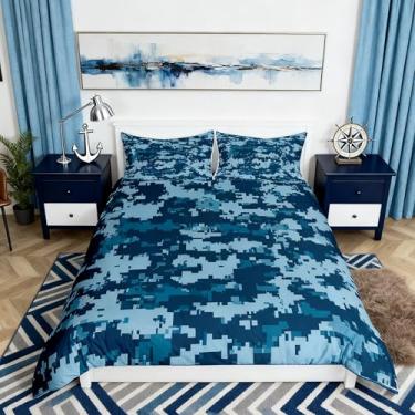 Imagem de Castle Fairy Conjunto de capa de edredom de camuflagem azul, tamanho Queen, estilo padrão colorido, para decoração de quarto de adultos, homens, mulheres, adolescentes, camuflado, exército, deserto, 3