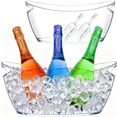 Imagem de Pacote com 2 baldes de gelo grandes de 5,5 L, refrigerador de champanhe de acrílico transparente e banheira de bebidas com 2 colheres para festas, bar Mimosa, coquetéis, vinho, refrigerador de cerveja
