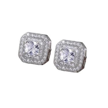 Imagem de Brincos de zircônia cúbica banhados a ouro branco azul verde vermelho para mulheres, festas de casamento, uso diário, joia leve, presente para ela, 2inch, Cobre, Sem pedra preciosa