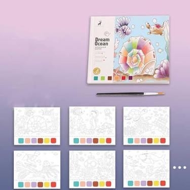 Imagem de 1 kit portátil de artesanato em aquarela – conjunto divertido de artesanato para colorir, adequado para colorir em aquarela e desenho a lápis de cor, ideal para lazer em movimento, DreamOcean