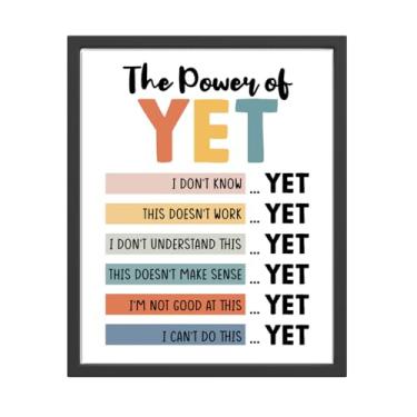 Imagem de Pôster impresso de arte de parede The Power of Yet, terapia de escritório, decoração de escritório, conselheiro escolar, decoração boho, sala de aula, must haves calm down corner therapy poster (20 x
