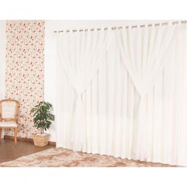 Imagem de Cortina Para Sala Ou Quarto Microfibra Com Voil 2,00 Palha