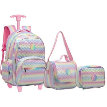 Imagem de Kit Mochila Grande Com Rodas Tie Dye Colorida Escolar Feminina - YEPP,