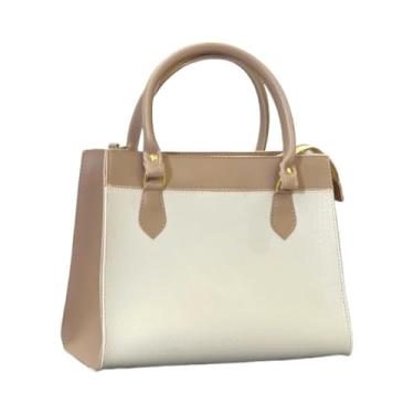 Imagem de Bolsa Feminina Grande De Ombro Estilo Santorini Casual Elegante Para Viagem E Dia A Dia (G-Nude-Creme)