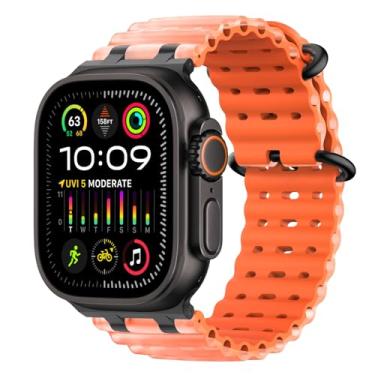 Imagem de MoKo Pulseira Ocean Band compatível com Apple Watch Ultra 3/2/1 de 49 mm, pulseira esportiva de silicone atualizada de 46 mm, 45 mm e 44 mm, séries 11/10/9/8/7/6/5 SE3/2/1, pulseira respirável com