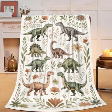 Imagem de Cobertor de dinossauro, botânico, para bebês, macio, aconchegante, felpudo, felpudo, quente, roupa de cama, cobertores de berçário, presentes para meninos, meninas, crianças, adultos, homens, mulheres