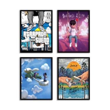Imagem de 4 peças/conjunto, arte de parede moderna, pintura de decoração de pôsteres de capa de álbum, pôster estético de tema musical, kit de colagem de parede inspirado na capa do álbum - pôster estético de