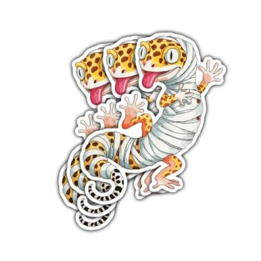 Imagem de 3 peças Warning May Spontaneously Talk About Leopard Geckos adesivo, decalque de vinil divertido amante de répteis para adolescentes, adultos, laptop, carro, garrafa de água, scrapbook, caderno