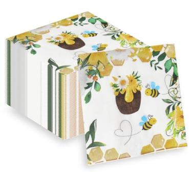 Imagem de APFCLRBL Guardanapos de festa descartáveis com estampa de abelha de girassol design alegre para aniversários, piqueniques, celebrações de primavera (40)
