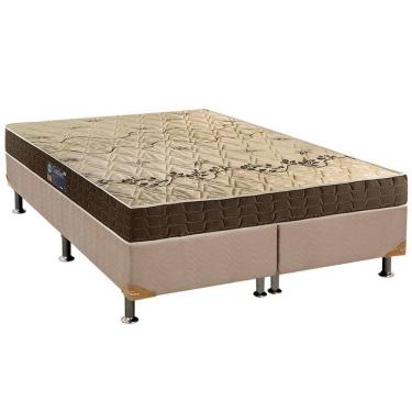 Imagem de Cama Box Queen: Colchão Espuma Anjos D28 Confort + Base Crc Suede Clean(158X198)