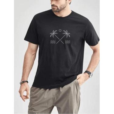 Imagem de Camiseta Masculina Coqueiro Praia Mar Casual Algodão Malha Premium - N