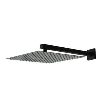 Imagem de Ducha Chuveiro 30x30 Slim Inox Black Fosco Com Braço 36 Cm - AMG Metai