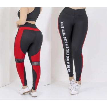 Imagem de Calça Leg Academia Feminina Legging Cintura Alta Moda Fitness  Suplex 