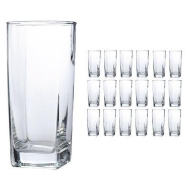 Imagem de Jogo De 18 Copos Vidro Bali Quadrado Luxo 320ml Transparente - PRATICA