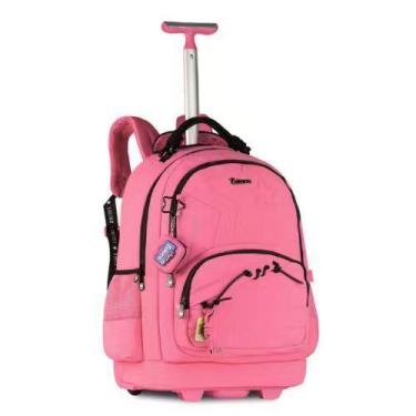 Imagem de Mochila De Rodinha Luluca Grande Rosa Preta Roxa Juvenil Escolar Com C