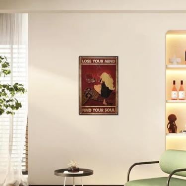 Imagem de 1 peça de arte de parede retrô "Lose Your Mind, Find Your Soul": Design de menina e toca-discos, decoração de tela ideal para música - Lover's Home, Studio, 20 x 30 cm, sem moldura