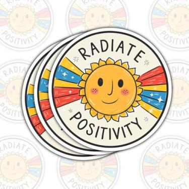 Imagem de Adesivo Radiate Positivity (3 peças) Decalque de vinil estético com citação motivacional à prova d'água para laptop, garrafa de água, capa de telefone, skate, scrapbook presente para adolescentes