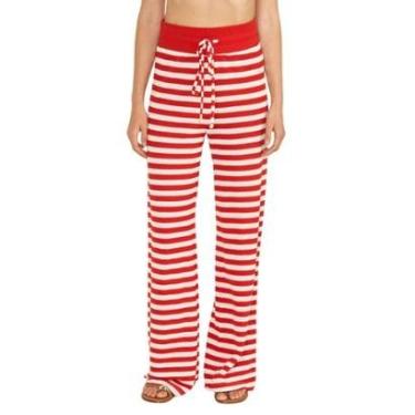 Imagem de Calça Colcci Listrada Vermelho/Off Shell Feminina-Feminino