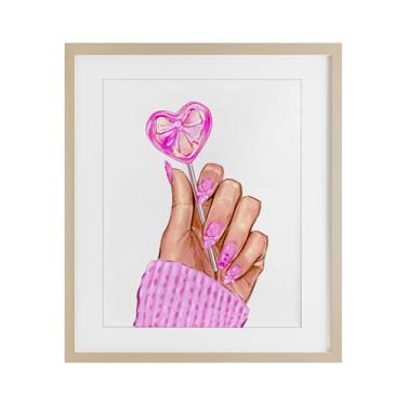 Imagem de Stupell Industries Impressão emoldurada de bétula de pirulito de laço rosa fashion sob vidro, design de Ziwei Li, 53 x 43 cm