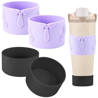 Imagem de Bota de silicone para garrafa de água Owala FreeSip Sway, 850 g, proteção superior e inferior, capa protetora antiderrapante com porta-copos de silicone (roxo/preto, 850 g)