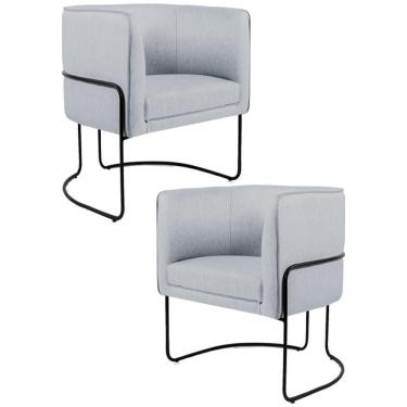 Imagem de Kit 2 Poltronas  Base Aço Betina C-315 Linho Cinza