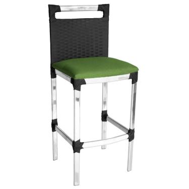 Imagem de Banqueta Alta Vigor Em Alumínio E Fibra Sintética Preto/verde