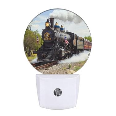 Imagem de Uanvaha Luzes Noturnas De Trem Com Conexão Na Parede, Luz Antiga Vapor Para Paisagem Rural, Sensor Anoitecer Ao Amanhecer, Lâmpada Led Casa, Quarto, Banheiro, Sala Estar, Decoração Fazenda